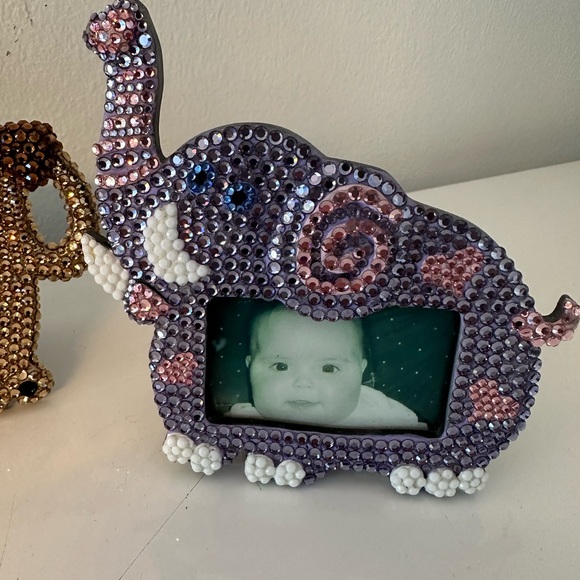 Spirit animal elephant swarovski crystal picture frame nursery zoo purple shower - Picture 3 of 3